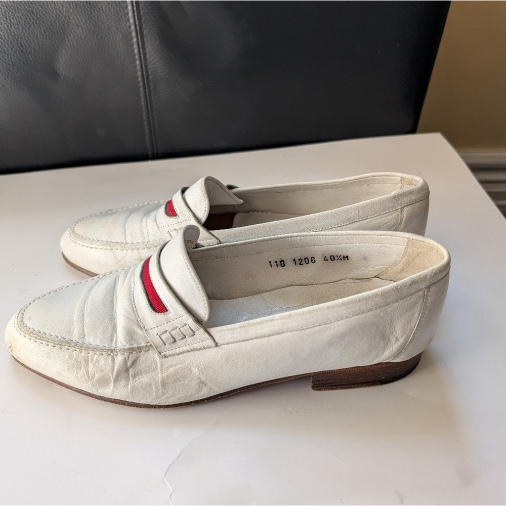Gucci Vintage White Loafers with Red Accent Size 40.5 In VGUC - Picture 11 of 12